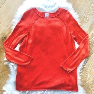 CORE life Orange Long Sleeve Raw Edge Sweater Size Small